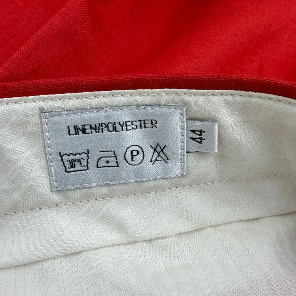 VTG Islander Linen Red Bermuda Mens 44 English Sports Shop Pleated Front
